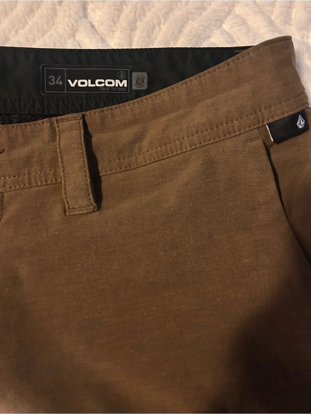Volcom Men's Shorts Chino Brown Flat-Front Shorts